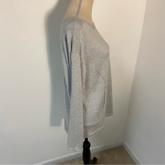 Talbots Women’s Sweater Pullover Boat Neck Metallic Silver Medium - Picture 3 of 10